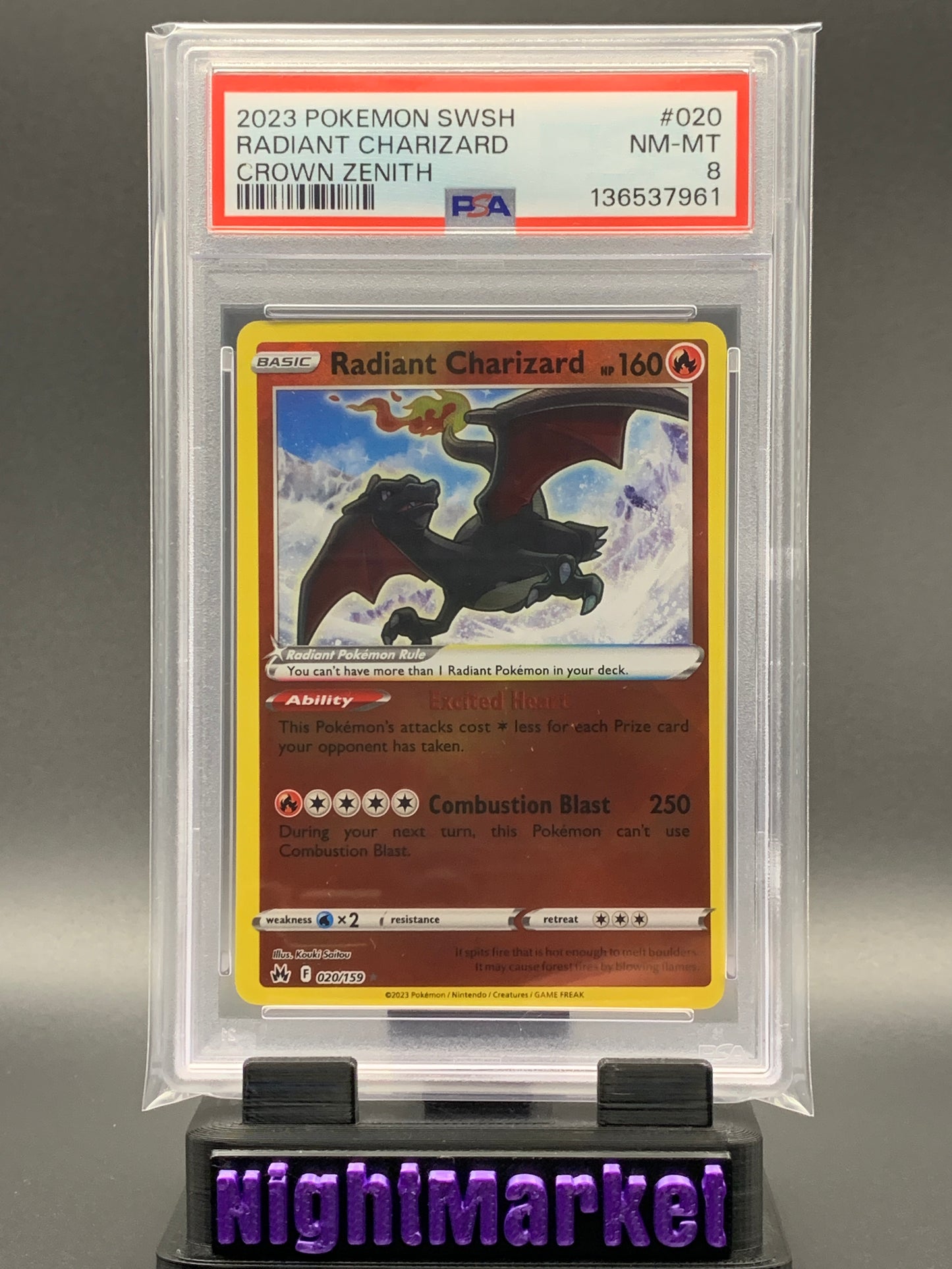 PSA 8 Radiant Charizard EN #020