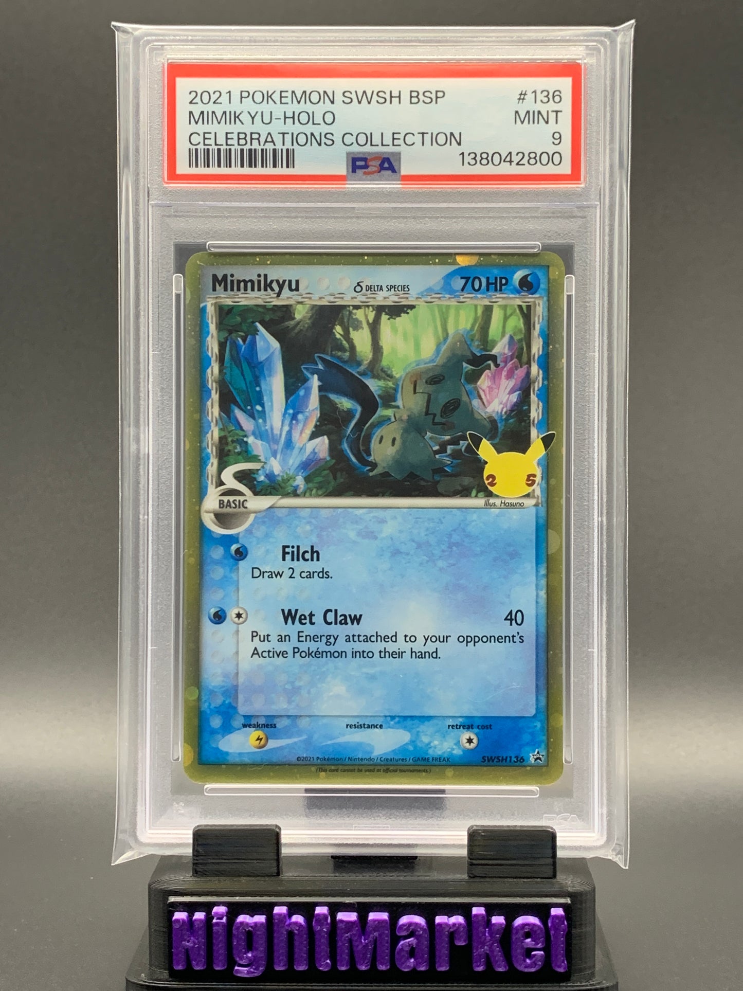 PSA 9 Mimikyu Holo Celebrations EN #136
