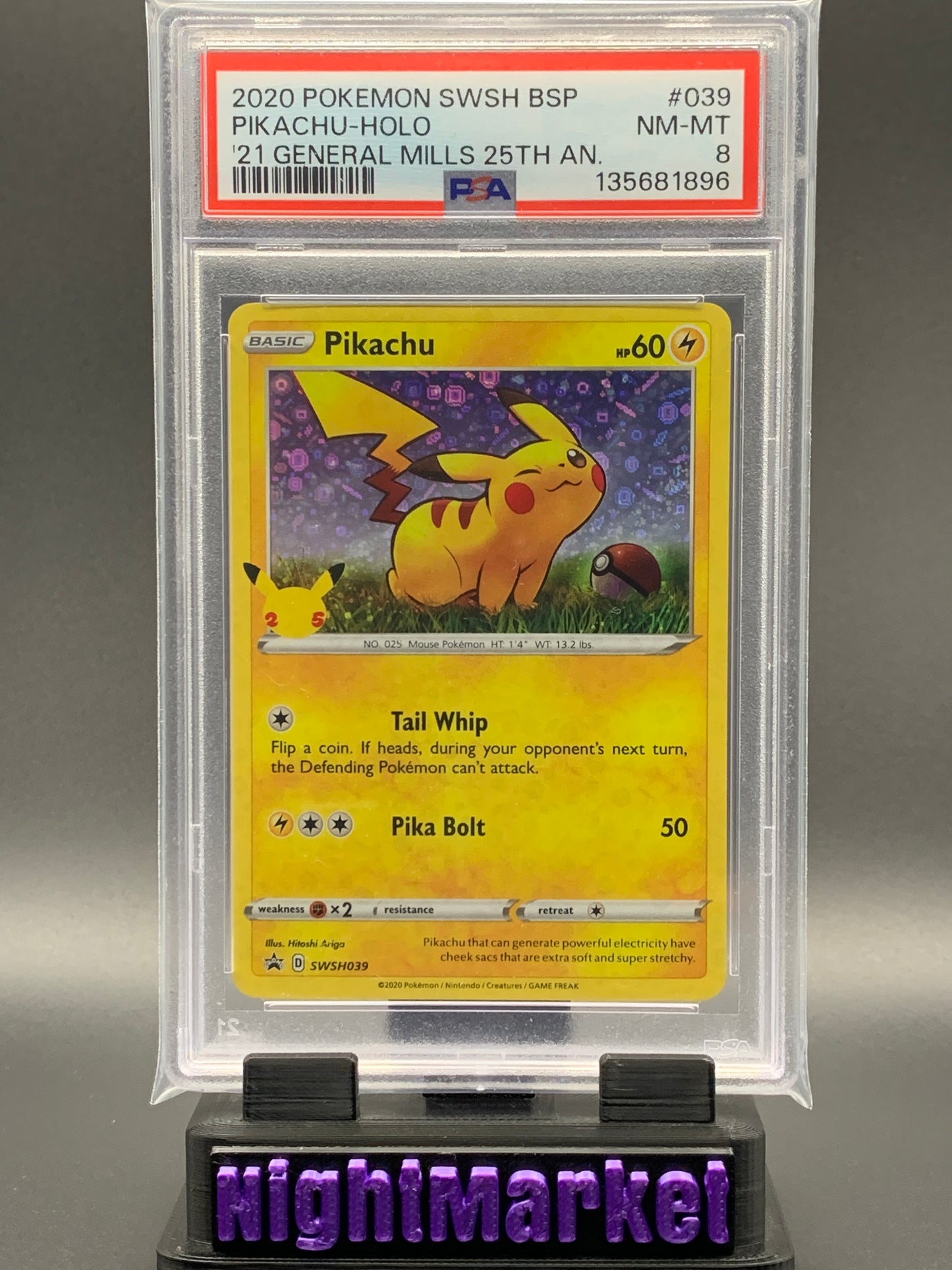 PSA 8 Pikachu Holo 25th Anniversary EN #039
