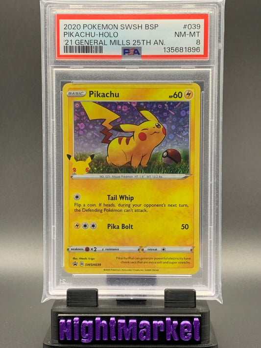 PSA 8 Pikachu Holo 25th Anniversary EN #039