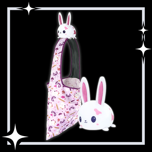 Plushie Tote Bag: White Crafting Bunny
