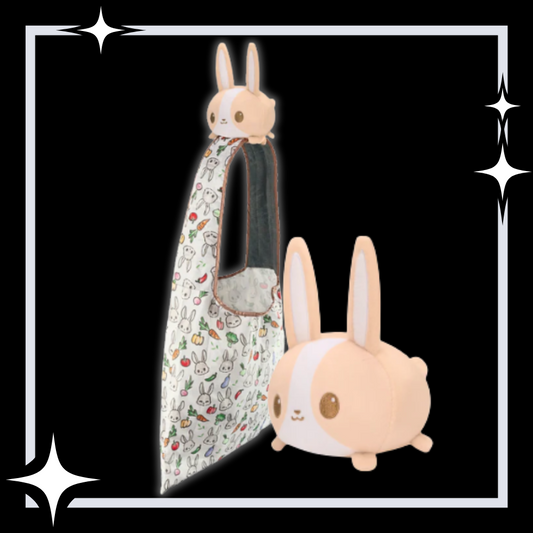 Plushie Tote Bag: Light Brown Bunny/Bunnies & Veggies